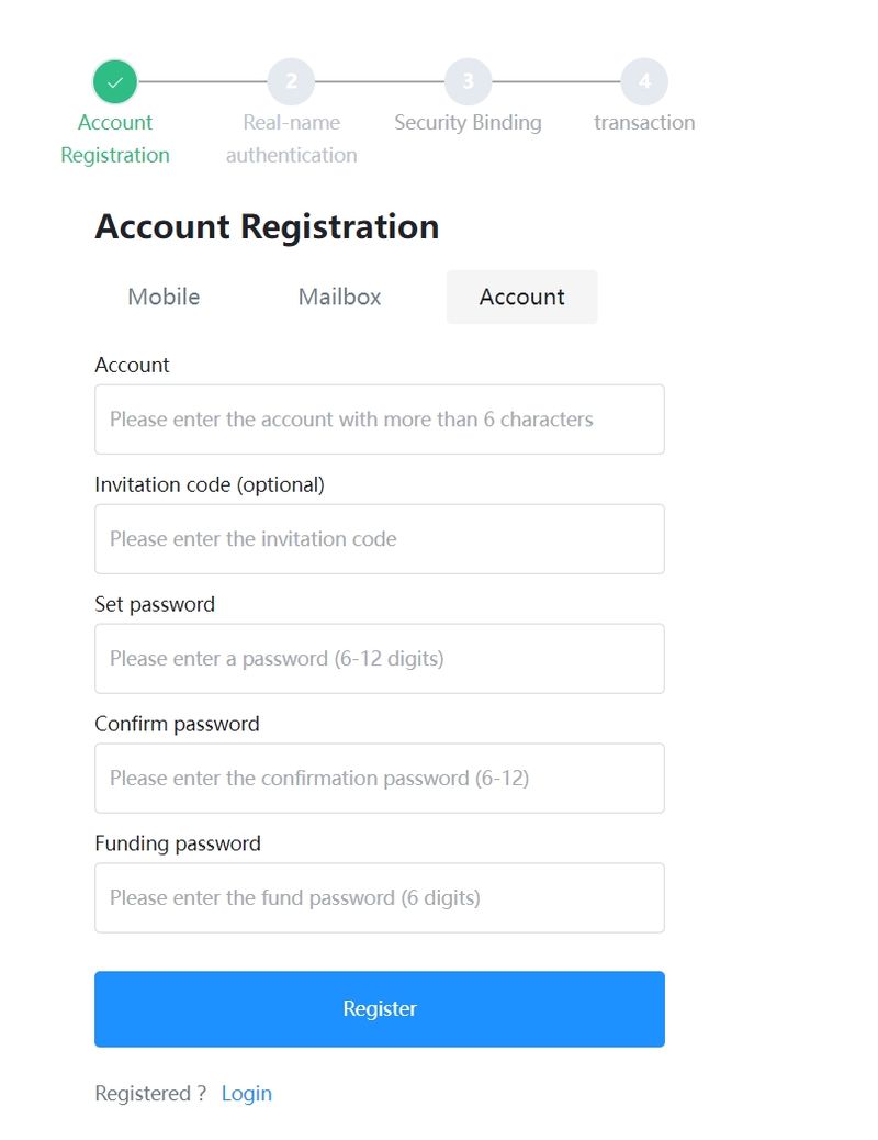Chasoe's Account Registration Process