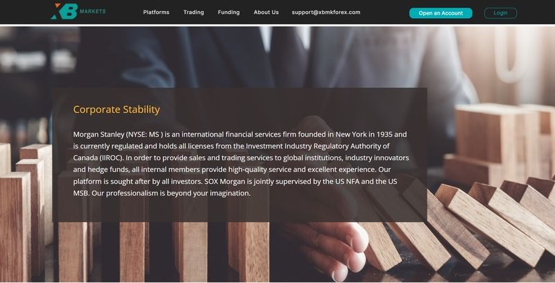 XBmkforex.com自称与摩根士丹利关联的内容