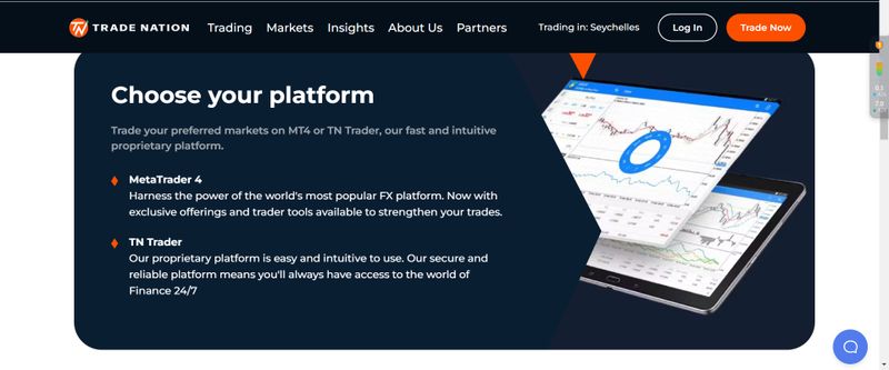 Trade Nation's trading software