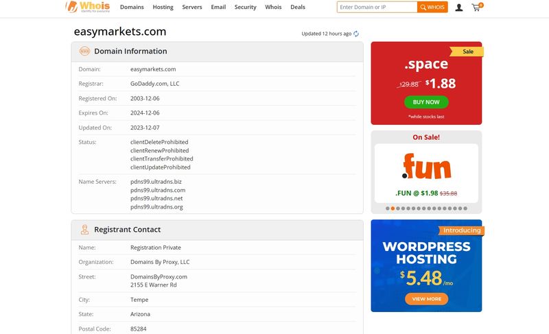 easyMarkets Domain Registration Time