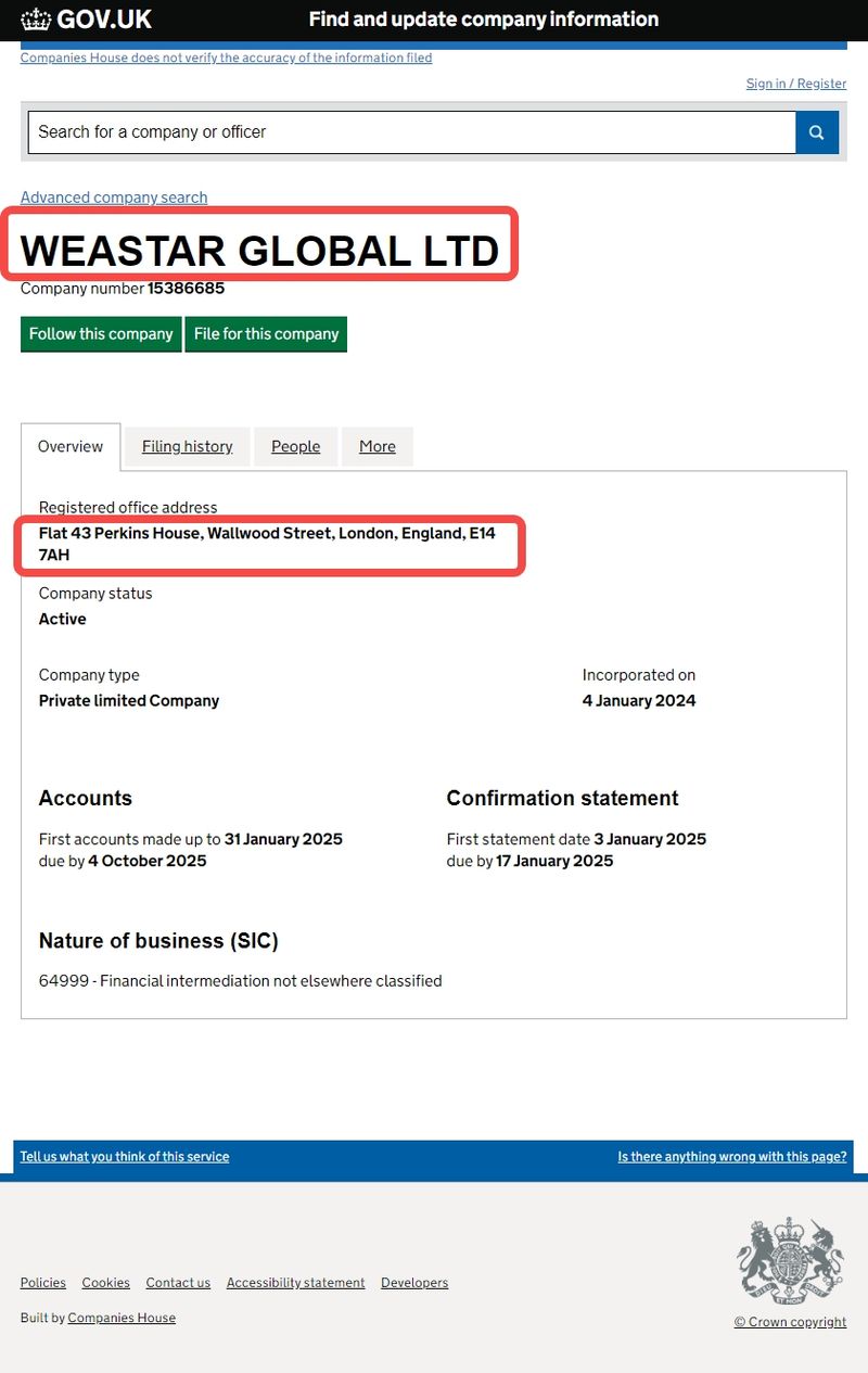 Weastar Global Markets Ltd的企業註冊信息查詢