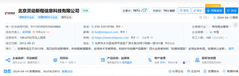 TMTPost registration information