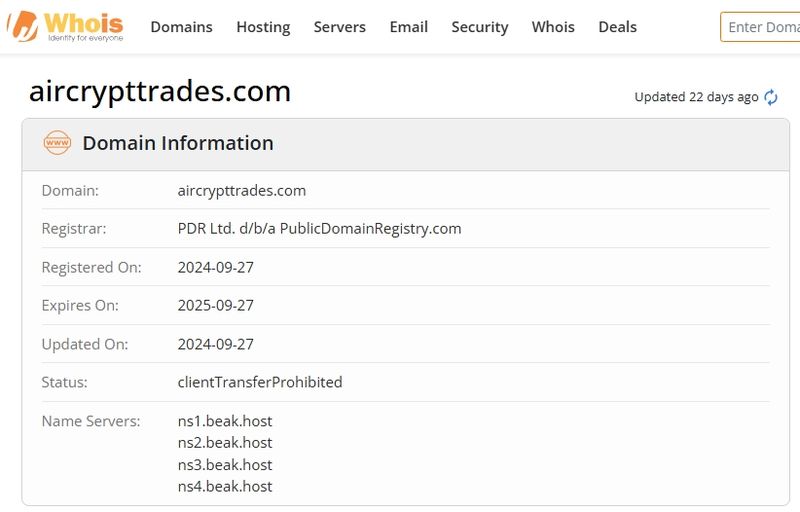 Aircrypt Trades网站注册时间