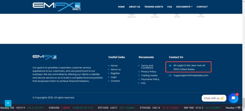 Địa chỉ của EmFxProMarkets