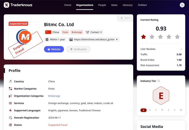Bitmc Co. Ltd is marked as a scam platform on Trade Circle Encyclopedia