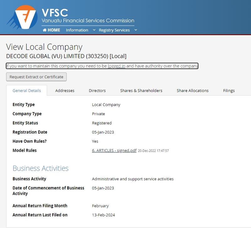 Decode Global VFSC查询
