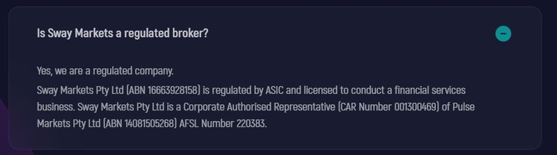 Sway Markets官网监管介绍