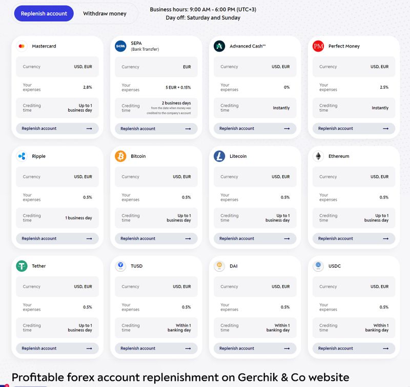 Gerchik & Co 入金方法