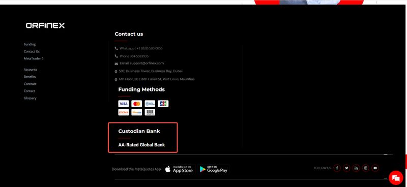 Orfinex的托管银行