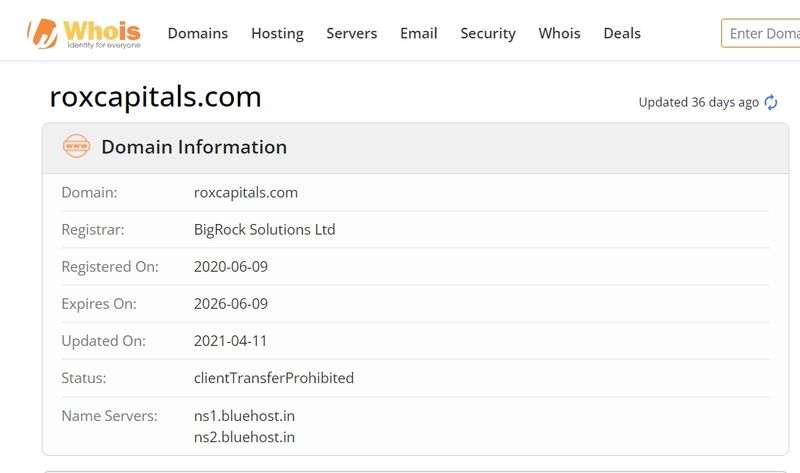 Rox Capitals' domain time