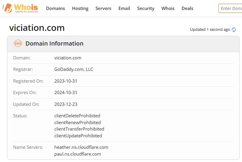 Viciation's website registration date
