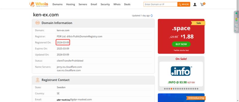 Thời gian đăng ký tên miền của KEN-EX
