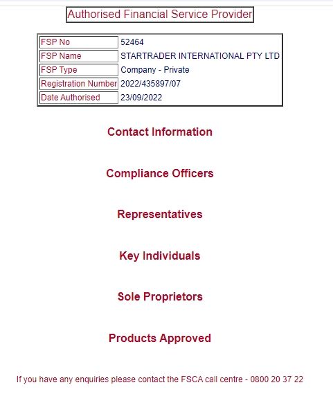 STARTRADER FSCA inquiry