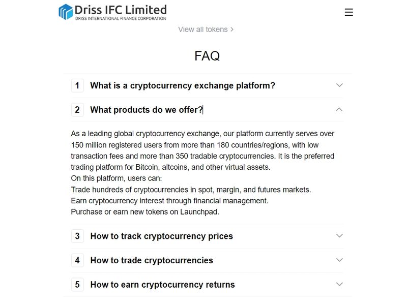 Các sản phẩm giao dịch của Driss IFC