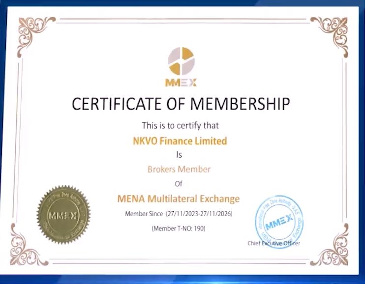 NKVO官网上的MENA Multilateral Exchange的会员证明证书