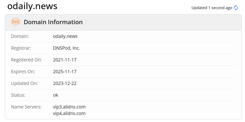 Odailywhois.com域名年限数据