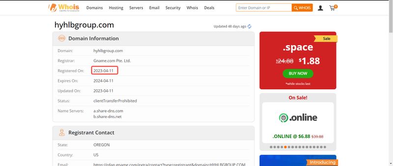 HYHLB Group在whois的域名年限查询