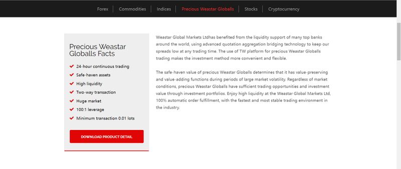 Weastar Global Markets Ltd的貴金屬