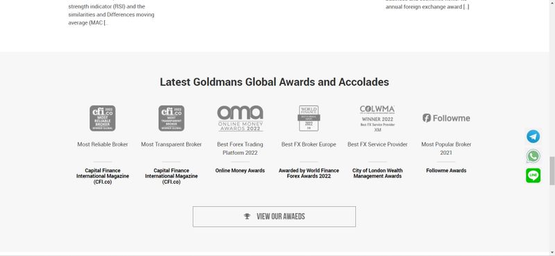Goldmans Global的官网奖项