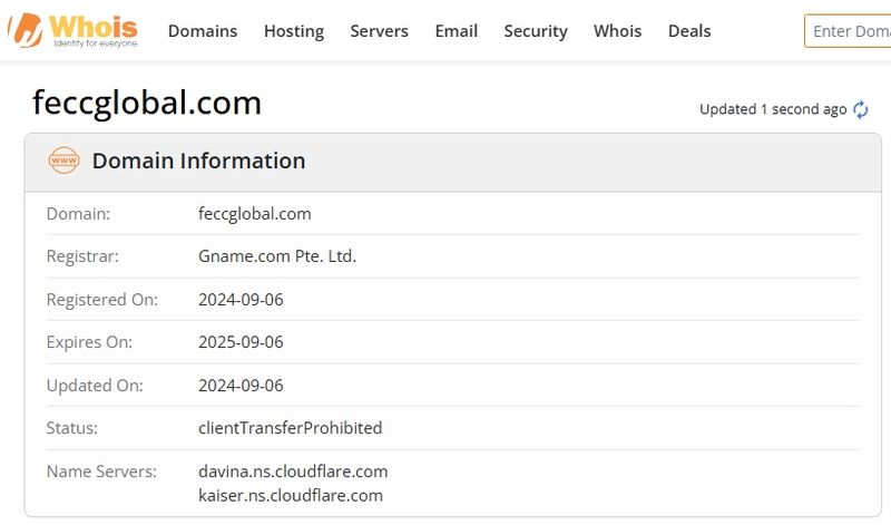 Fecc Global的域名注册时间是2024年9月6日