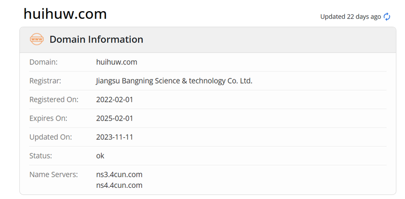 Huihuw.com domain registration data