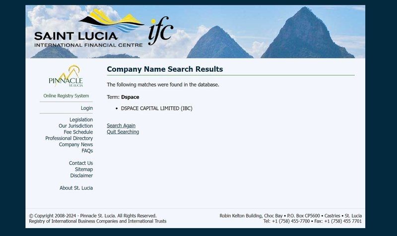 Dspace Capital Limited's IFC certificate