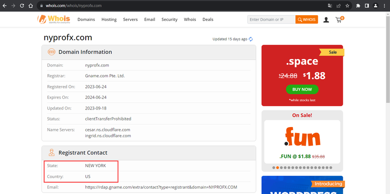Whois 회사 등록 정보 조회