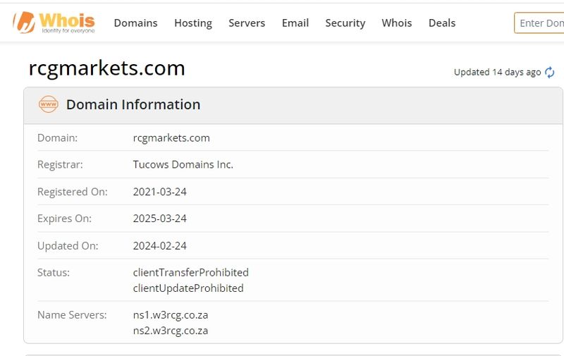 RCG MARKETS Whois 註冊