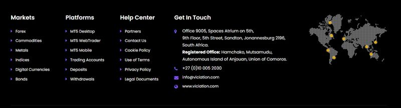 The office address listed on Viciation's official site is spelled as 'Jonannesburg,'