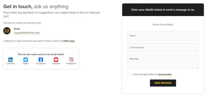 INFINOX customer support