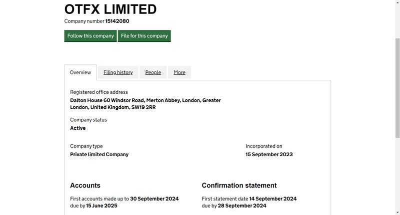 OTFX英国登録情報