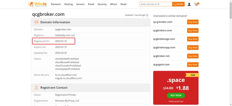 QCG Brokers的whois域名年限查询