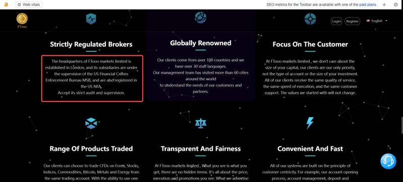 FTooo markets limited的监管信息