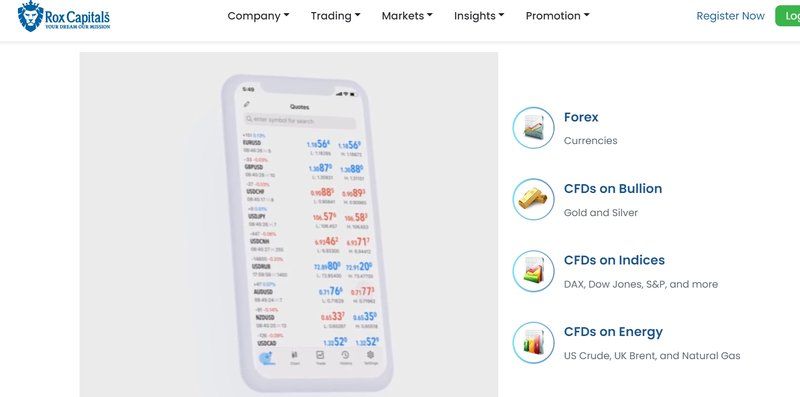 Rox Capitals的交易产品