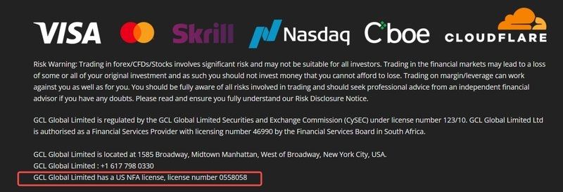 GCL Global Limited在官网宣称的监管信息