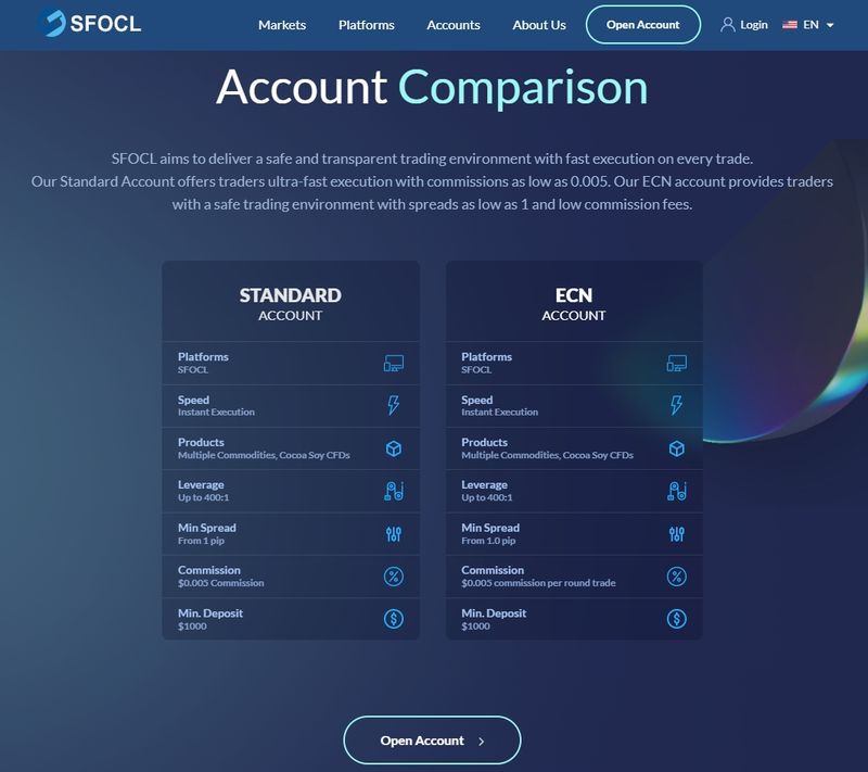 SFOCLの公式サイト上のアカウントタイプ<p data-block-key=