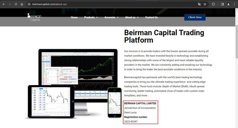 Beirmancapital官网展示的注册信息