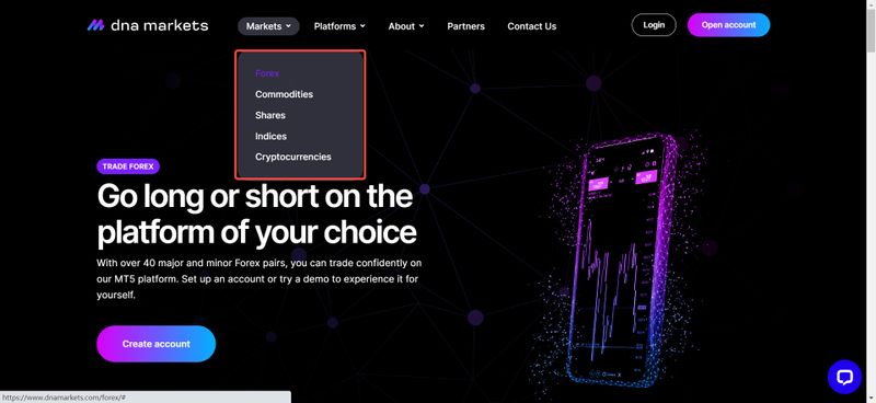 DNA Markets的交易品种
