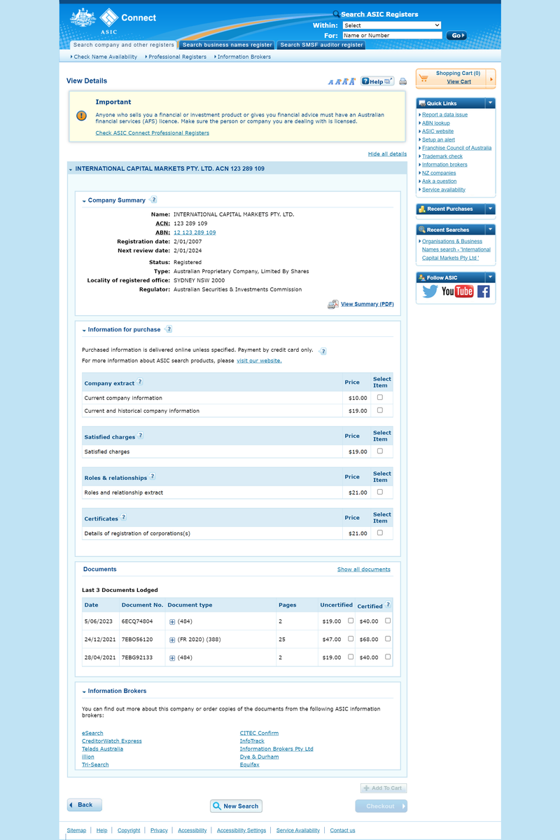IC Markets Australian Securities and Investments Commission (ASIC)