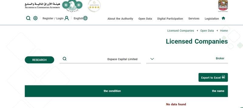 Dspace Capital Limited is not registered with SCA