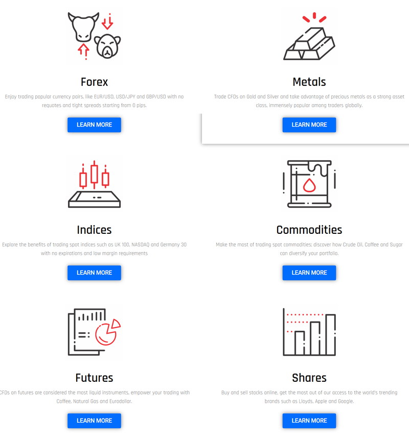 Ridder Trader提供的金融工具