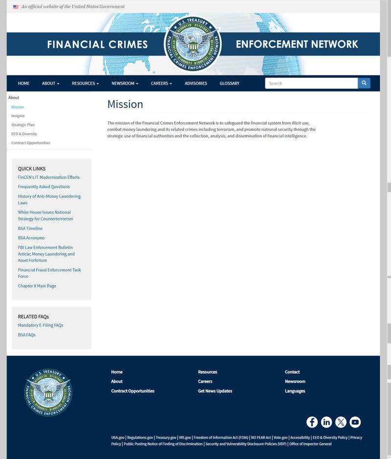 Nhiệm vụ giám sát của FinCEN Hoa Kỳ
