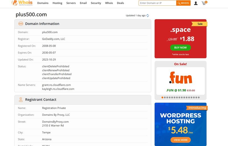 Plus500のwhoisドメイン登録日