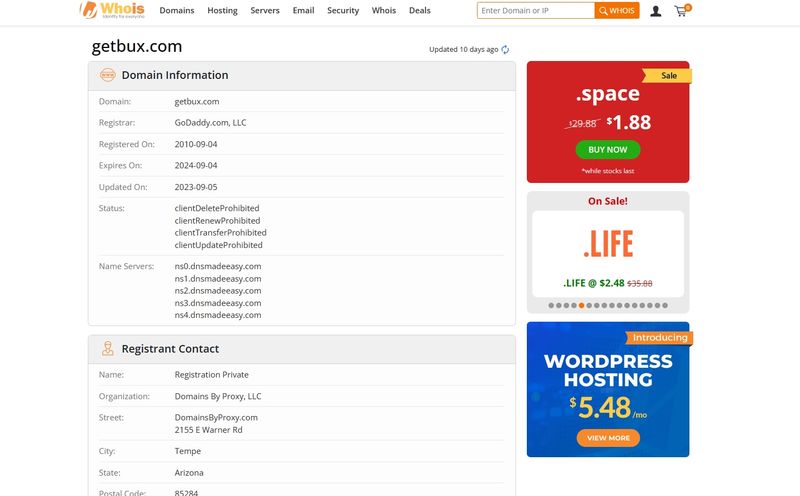 BUX thời gian đăng ký tên miền whois
