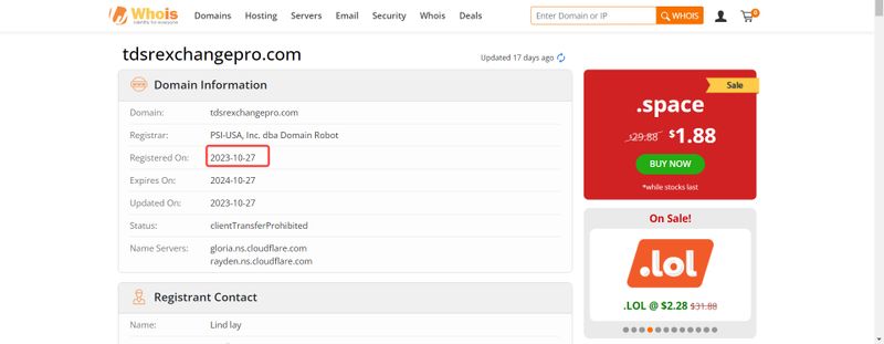 Thời gian đăng ký tên miền của TDSR Exchange