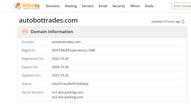 autobottradeの企業ドメイン登録時間