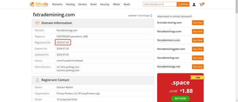 Fxtrademining的域名注册时间