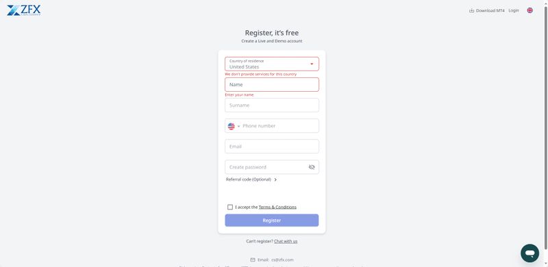 Demo Account Registration