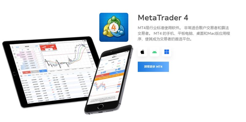 TMGM官网展示的MetaTrader 4 (MT4)交易工具